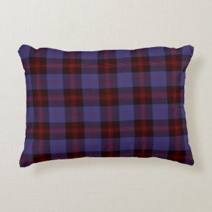 plaid tartan navy blue red decorative cushion