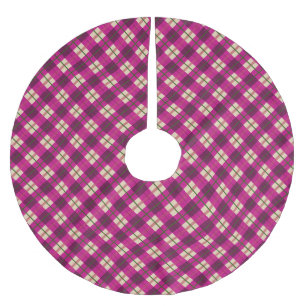 Plaid Tartan Pink Purple Chequered   Brushed Polyester Tree Skirt
