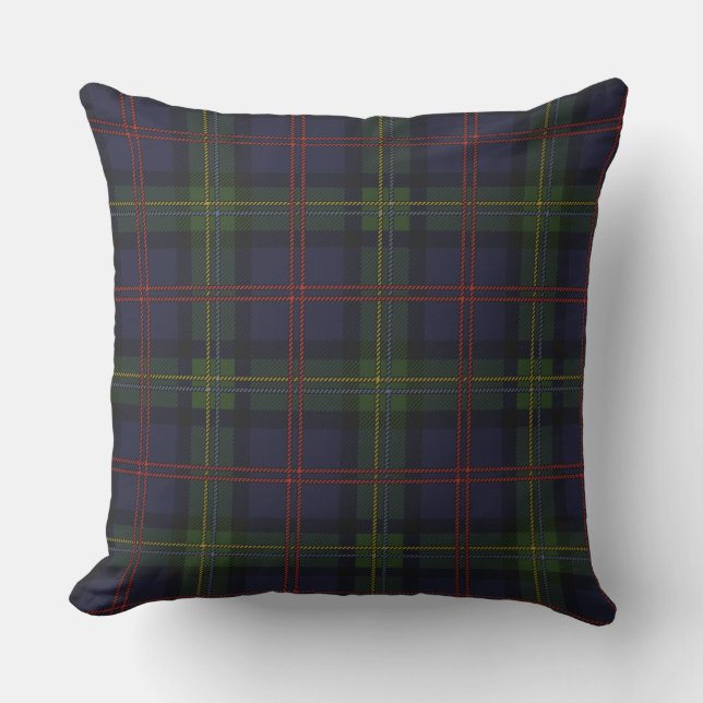 Plaid Tartan Rustic Green Purple Check Malcolm Cushion (Front)