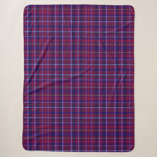 Plaid Tarten Maroon and Blue Sherpa Blanket (Front)
