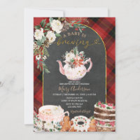 Plaid Tea Party Baby Is Brewing Winter Baby Shower