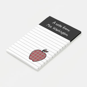 Plaid Teacher's Apple Post It Notes