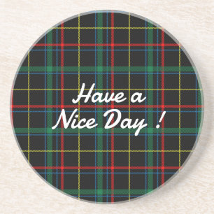 Plaid Texture with Black Background-25774 Coaster