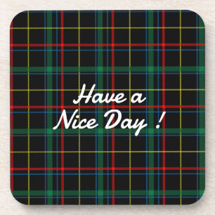 Plaid Texture with Black Background-25774 Coaster