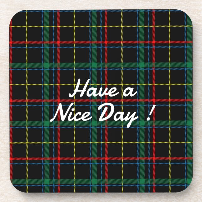 Plaid Texture with Black Background-25774 Coaster (Front)