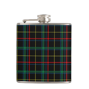 Plaid Texture with Black Background-25774 Hip Flask