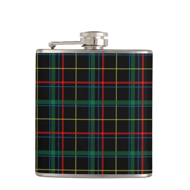 Plaid Texture with Black Background-25774 Hip Flask (Front)