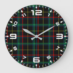 Plaid Texture with Black Background-25774 Large Clock