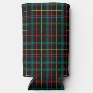 Plaid Texture with Black Background-25774 Seltzer Can Cooler