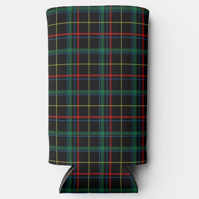 Plaid Texture with Black Background-25774 Seltzer Can Cooler (Front)