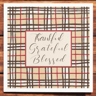 Plaid Thanksful Grateful Blessed  Napkin