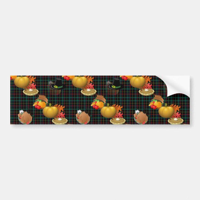 plaid thanksgiving bumper sticker (Front)