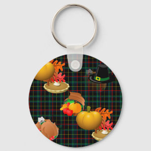 plaid thanksgiving key ring
