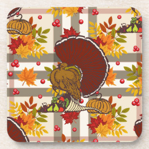 plaid thanksgiving turkey coaster