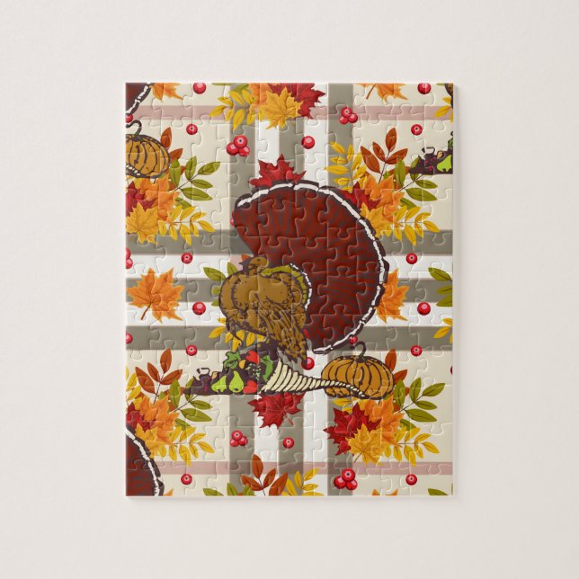 plaid thanksgiving turkey jigsaw puzzle (Vertical)