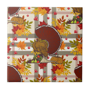 plaid thanksgiving turkey tile