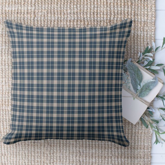 Plaid ThrowPillows | Decorative Pillows For Couch (throw pillow farmhouse pillows country blue and beige gingham plaid throw pillow )