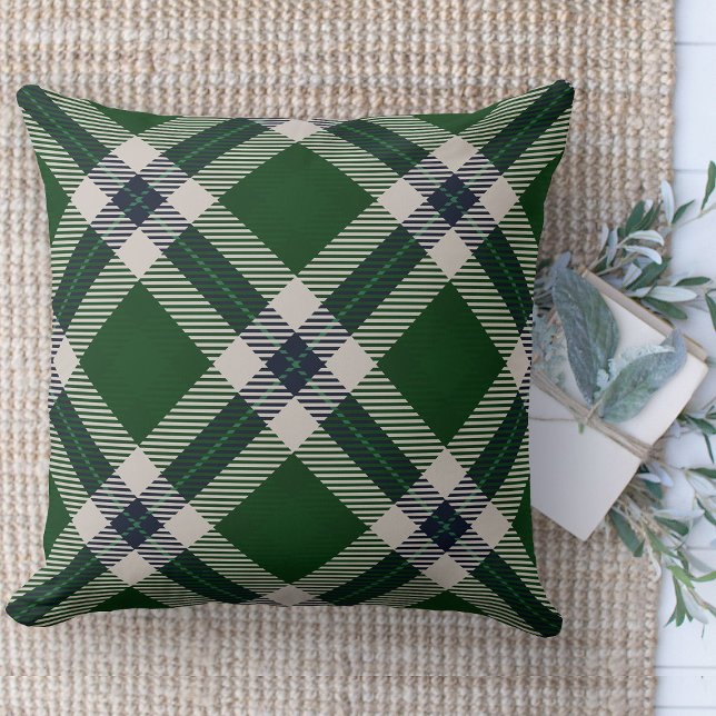 Plaid ThrowPillows | Decorative Pillows For Couch (Modern farmhouse throw pillow green, blue and white window pane plaid couch pillow )