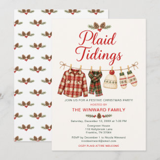 Plaid Tidings Christmas Party Invitation