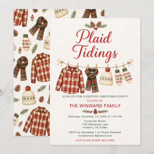 Plaid Tidings Christmas Party Invitation