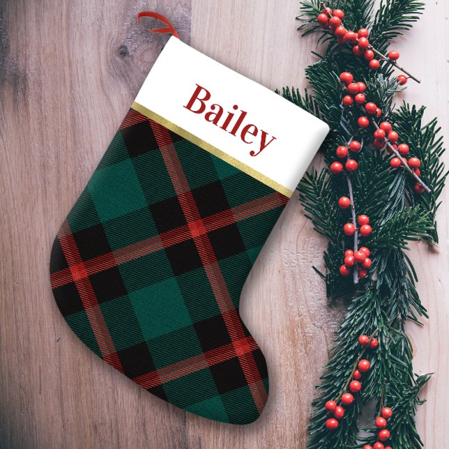 Plaid Tradition Red and Green Personalised  Small Christmas Stocking (Creator Uploaded)