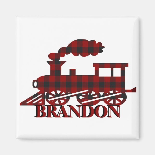 Plaid train personalised  magnet (Front)