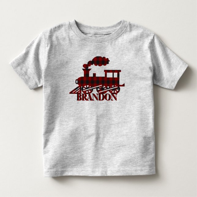 Plaid train personalised Toddler T-shirt (Front)