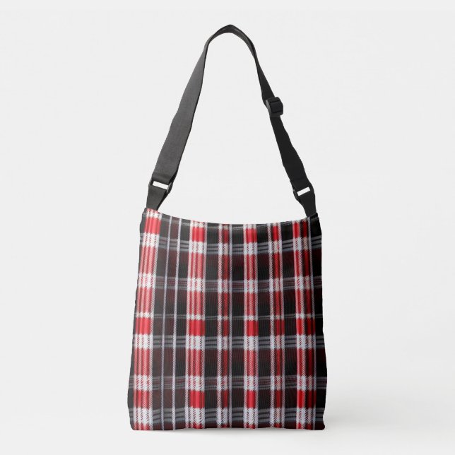 Plaid Trendy Abstract Red Black Collection Crossbody Bag (Front)