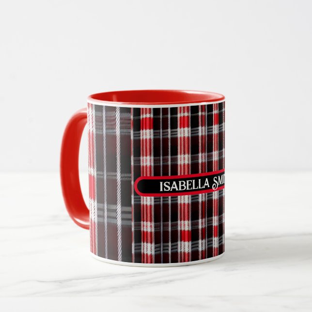 Plaid Trendy Abstract Red Black Collection Mug (Front Left)