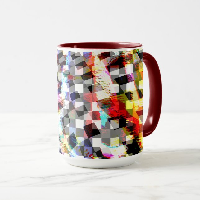 Plaid twisted under coloured spots, scandalous  mug (Front Right)