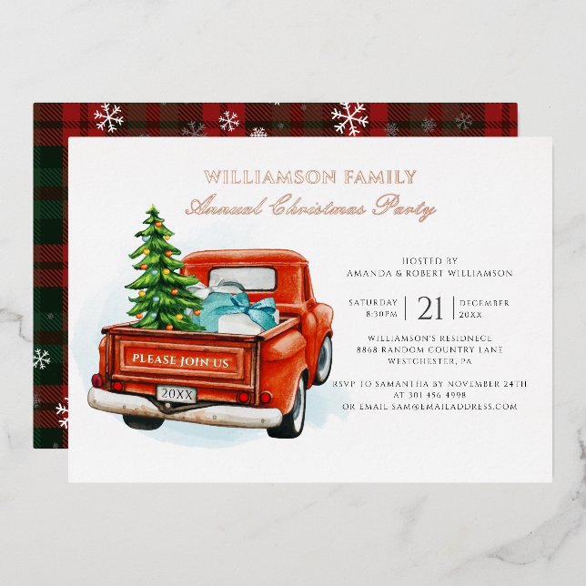 Plaid Watercolor Christmas Party (Front/Back)