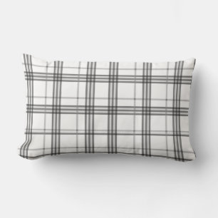Plaid White and Black Classic Pattern  Lumbar Cushion