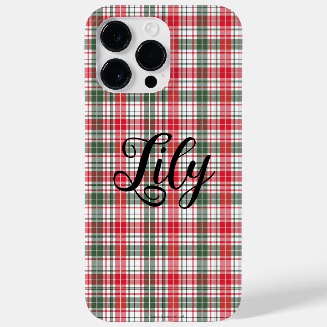 Plaid Winter Holiday Christmas Name Personalised Case-Mate iPhone Case (Back)