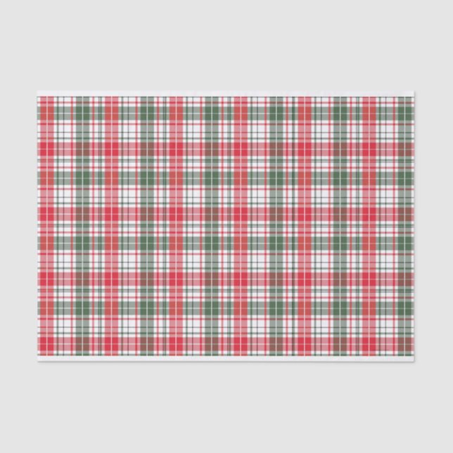 Plaid Winter Holiday Christmas Red, White, Green  Tissue Paper (Front)