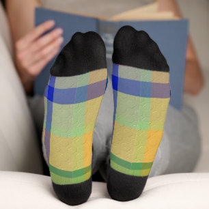  Plaid With Added Design Crew Socks