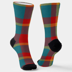  Plaid With Added Design Crew Socks