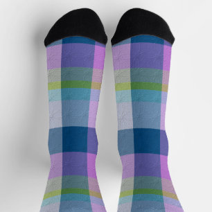 Plaid With Added Design Crew Socks