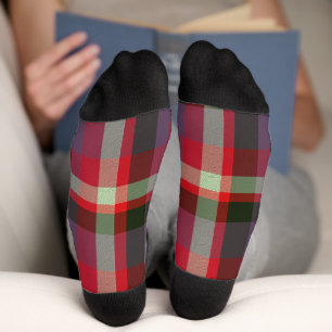  Plaid With Added Design Crew Socks