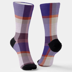  Plaid With Added Design Crew Socks