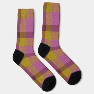  Plaid With Added Design Crew Socks
