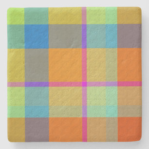 Plaid With Design Stone Coaster