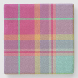 Plaid With Design Stone Coaster