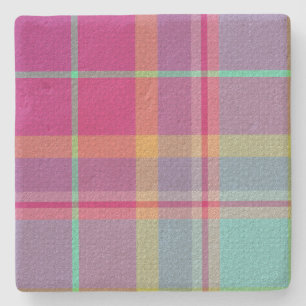 Plaid With Design Stone Coaster