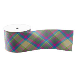 Plaid With Pattern Ribbon Grosgrain Ribbon