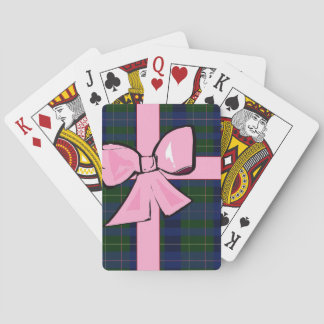 Plaid with pink bow gift wrap theme playing cards