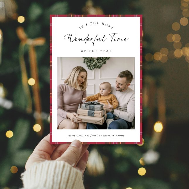 Plaid Wonderful Time of the Year Family Christmas Holiday Card (Creator Uploaded)