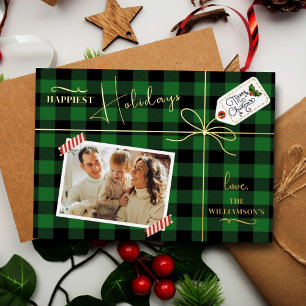 Plaid Wrapped Christmas Present With Photo Real