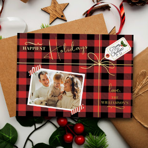 Plaid Wrapped Christmas Present With Photo Real
