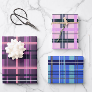 Plaid Wrapping Paper Flat Sheet (Mixed Set of 3)