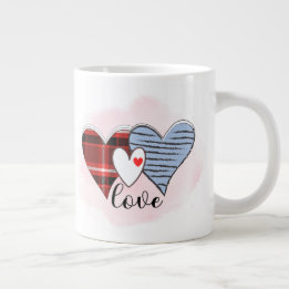 Plaid, Zebra & Love Script Large Coffee Mug